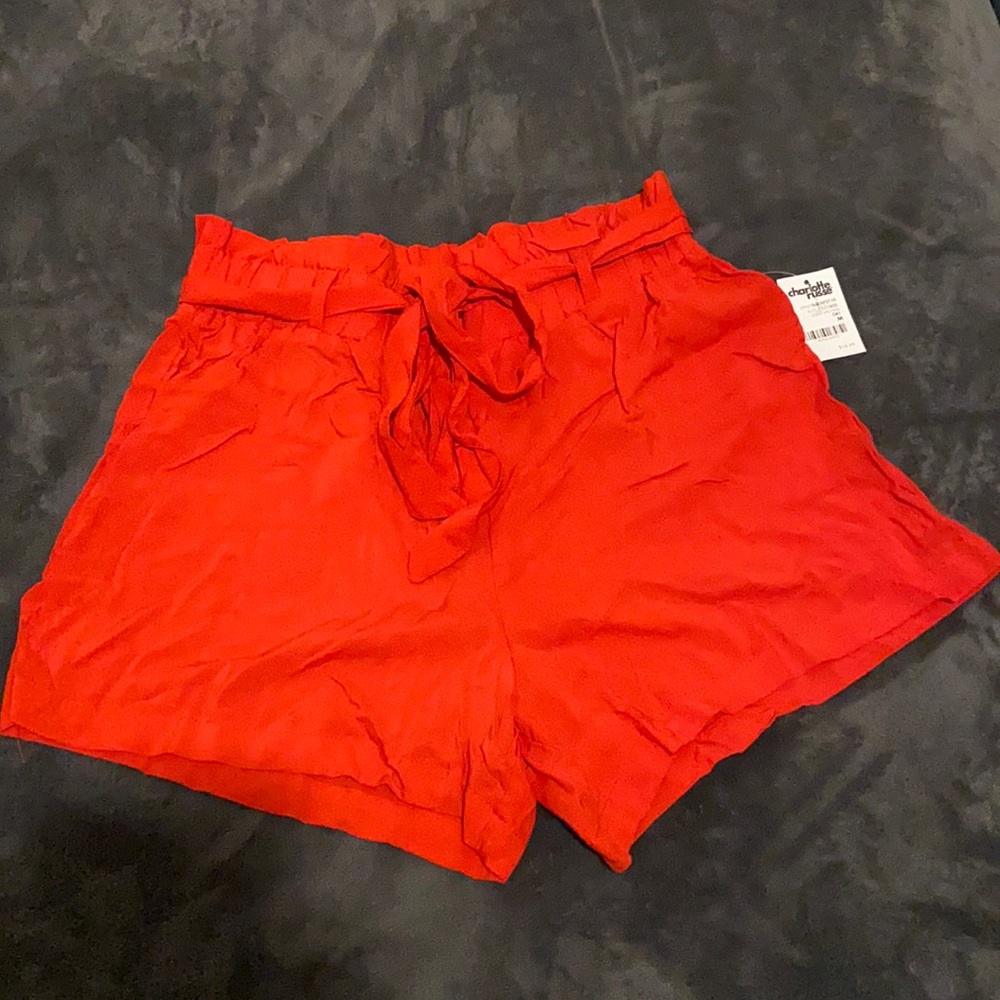 Cherry Red Paper Bag Shorts